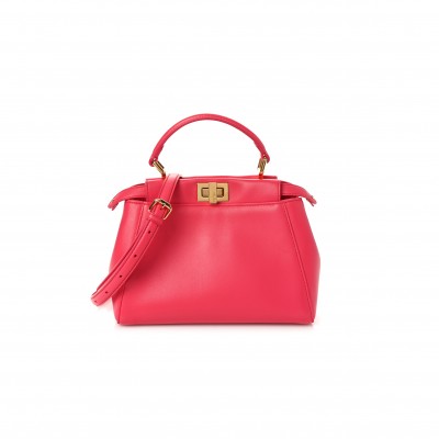 FENDI NAPPA STACKED BAR MINI PEEKABOO ICONIC SATCHEL LAMPONE (23*18*11cm) 